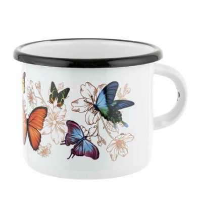 Obrázek pro Smaltovaný hrnek motýli 10 cm