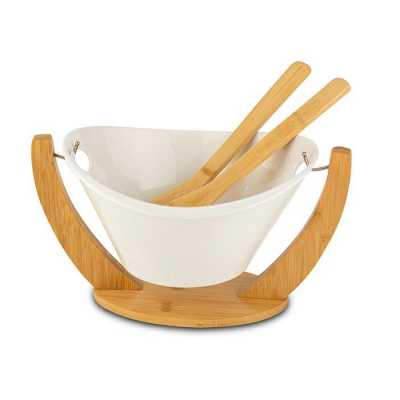 Obrázek pro Keramická salátová mísa NAVA 26 cm 1,8 l bambusové dno