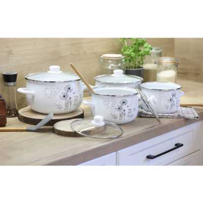 Obrázek pro Sada smaltovaných hrnců 8 dílů Pampelišky