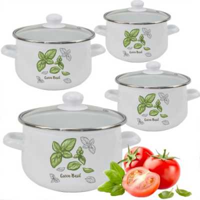 Obrázek pro Sada smaltovaných hrnců 8 dílů Bazalka