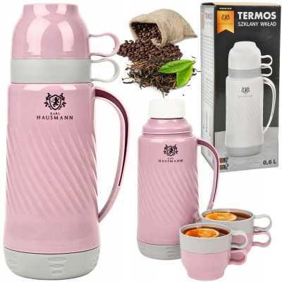 Termoska 0,6 l se skleněnou vložkou a 2 šálky Obrázek pro Termoska 0,6 l se skleněnou vložkou a 2 šálky