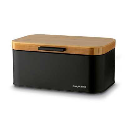 Obrázek pro Chlebník kovový s bambusem černý Capri