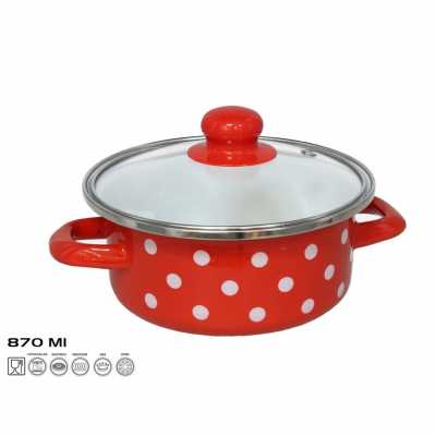 Obrázek pro Kastról smaltovaný s poklicí 870ml 16x7 cm JAEN