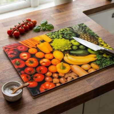 Skleněná krájecí deska 25 x 35 cm – ovoce a zelenina Obrázek pro Skleněná krájecí deska 25 x 35 cm – ovoce a zelenina