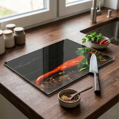 Obrázek pro Skleněná krájecí deska 20 x 30 cm – červená paprika chili