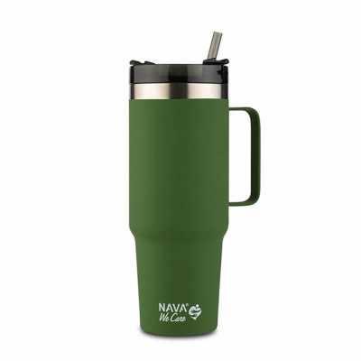 Termohrnek zelený 900ml s brčkem Obrázek pro Termohrnek zelený 900ml s brčkem