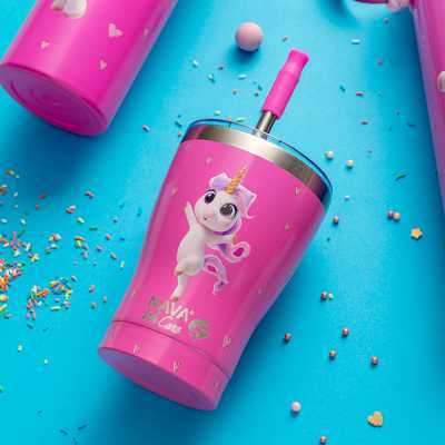 Obrázek pro Termohrnek Nava "We Care" s brčkem z nerezové oceli - 400ml UNICORN