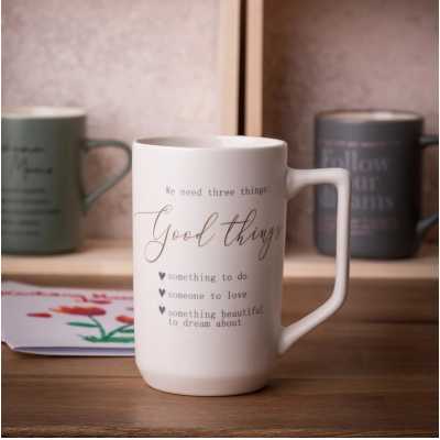 Obrázek pro Porcelánový hrnek 550 ml s inspirativním nápisem „Good things“