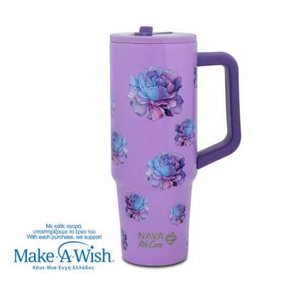 Obrázek pro Termohrnek 900ml s brčkem Purple Floral