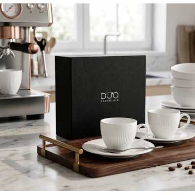 Obrázek pro Šálky na espresso s podšálky DUO RAPHAEL 100 ml 2 ks - bílé