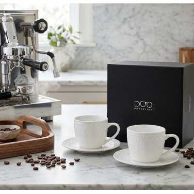 Obrázek pro Šálky na espresso s podšálky DUO TWILIGHT 115 ml 2 ks - bílé