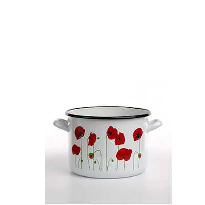 Hrnec smaltovaný máky 