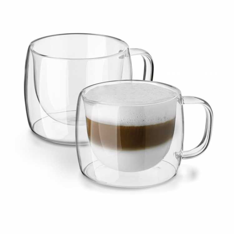 Obrázek pro Sklenice sada s termo stěnou 350 ml 2ks Sklenice skleněná termo caffee latte set 280ml