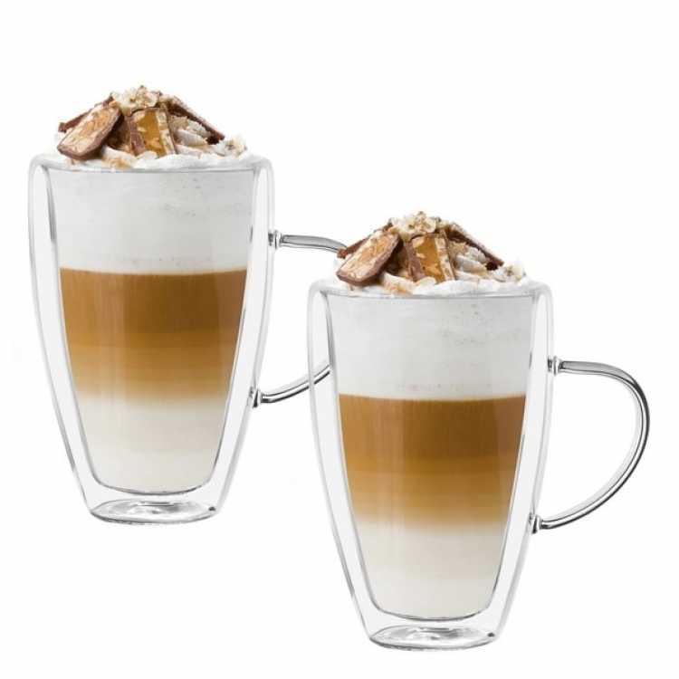 Obrázek pro Sklenice na kávu latte s termo stěnou 280ml 2ks Sklenice skleněná termo caffee latte set 280ml