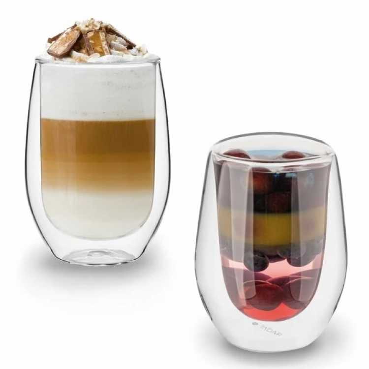 Obrázek pro Sklenice sada s termo stěnou 300ml 2ks Sklenice skleněná termo caffee latte set 280ml