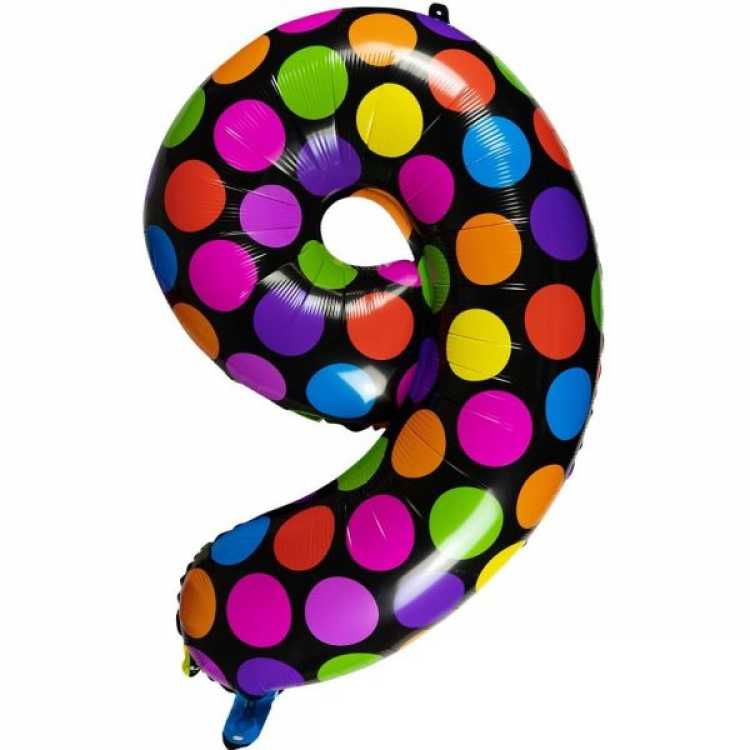 Obrázek pro Balón fóliový číslo 9 lentilky