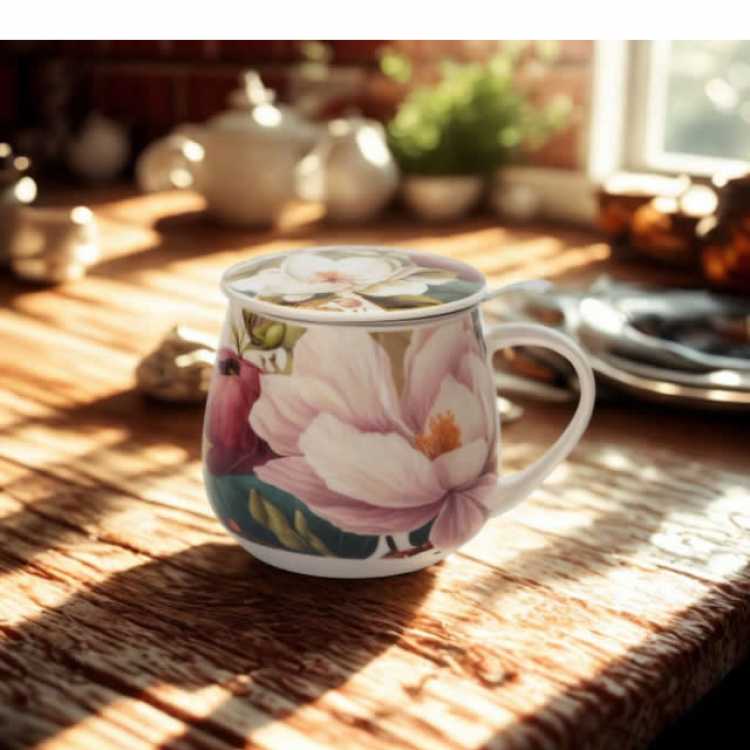 Obrázek pro Hrnek porcelánový 460ml KVĚTY ETNO