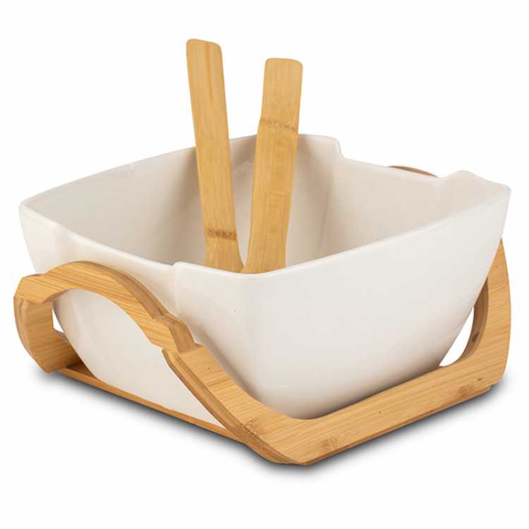 Obrázek pro Salátová mísa s dřevěným podstavcem.