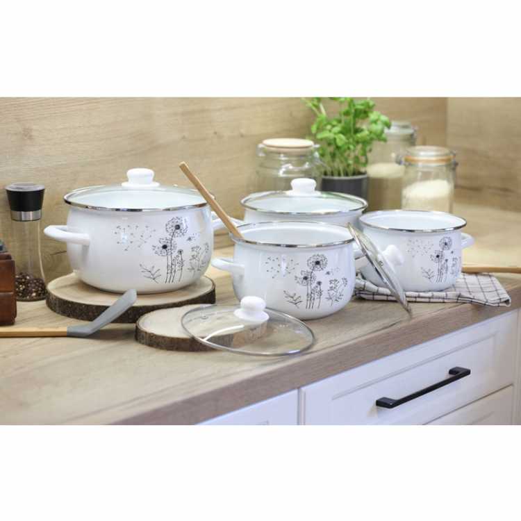 Obrázek pro Sada smaltovaných hrnců 8 dílů Pampelišky