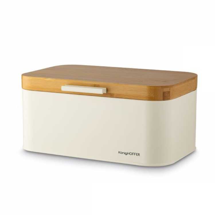 Obrázek pro Chlebník kovový s bambusem krémový Capri