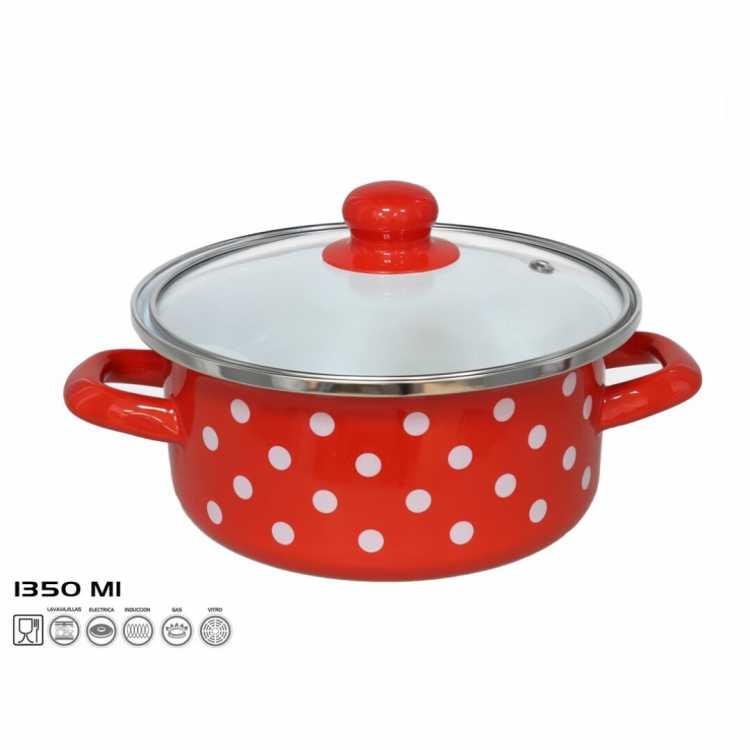 Obrázek pro Kastról smaltovaný s poklicí 1,35L 18x8CM JAEN