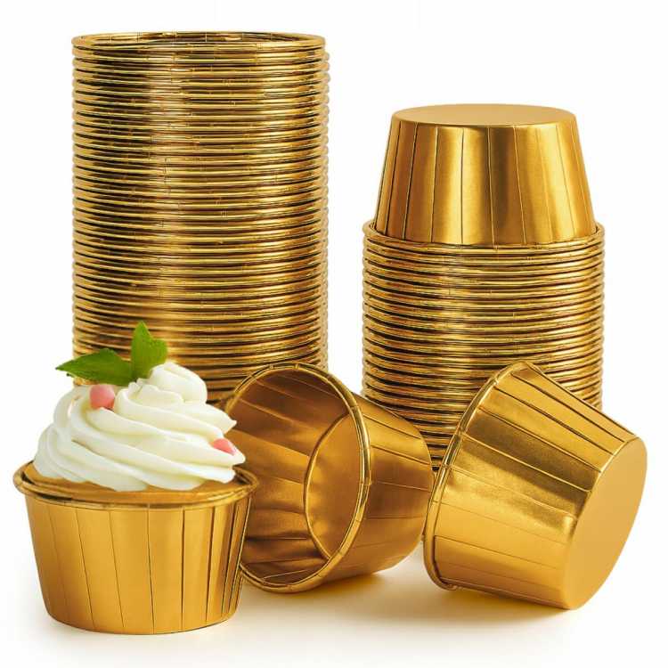 Obrázek pro Zlaté papírové košíčky na muffiny 100 ks – luxusní vzhled