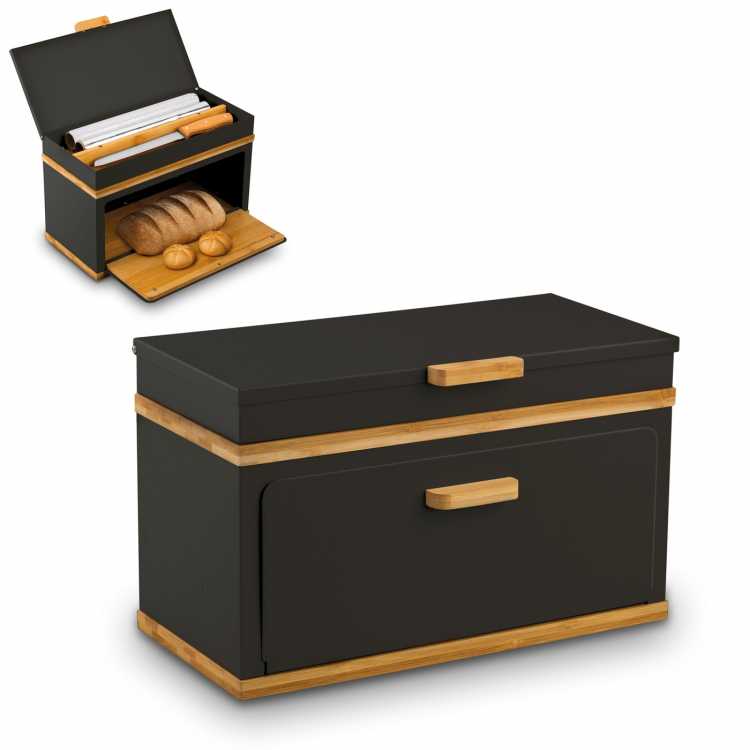 Obrázek pro Chlebník kovový s bambusem Artesano černé provedení