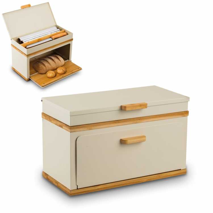 Obrázek pro Chlebník kovový s bambusem Artesano krémové provedení