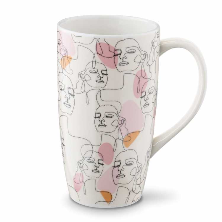 Obrázek pro Hrnek Eli Obličeje 600 ml – porcelánový hrnek na kávu a čaj