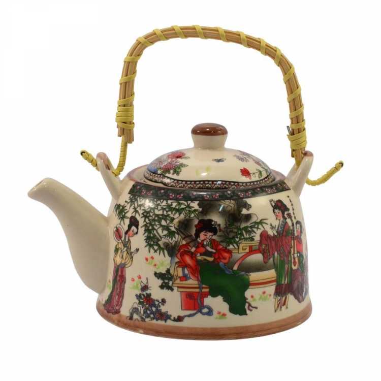 Obrázek pro Keramická čajová konvice 600 ml se sítkem a orientálním motivem