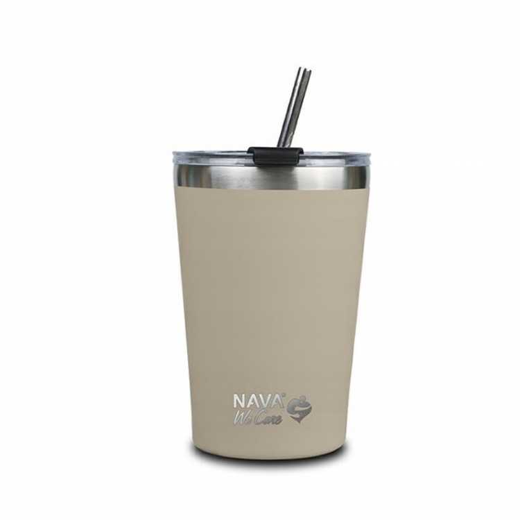 Obrázek pro Termohrnek Nava "We Care" s brčkem z nerezové oceli - 450ml