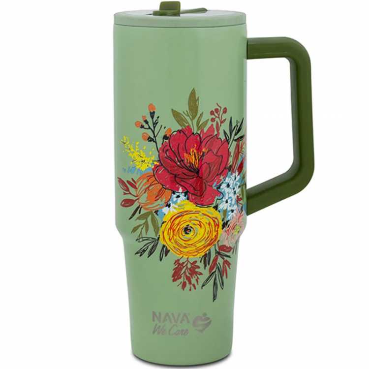 Obrázek pro Termohrnek 900ml s brčkem FLORAL