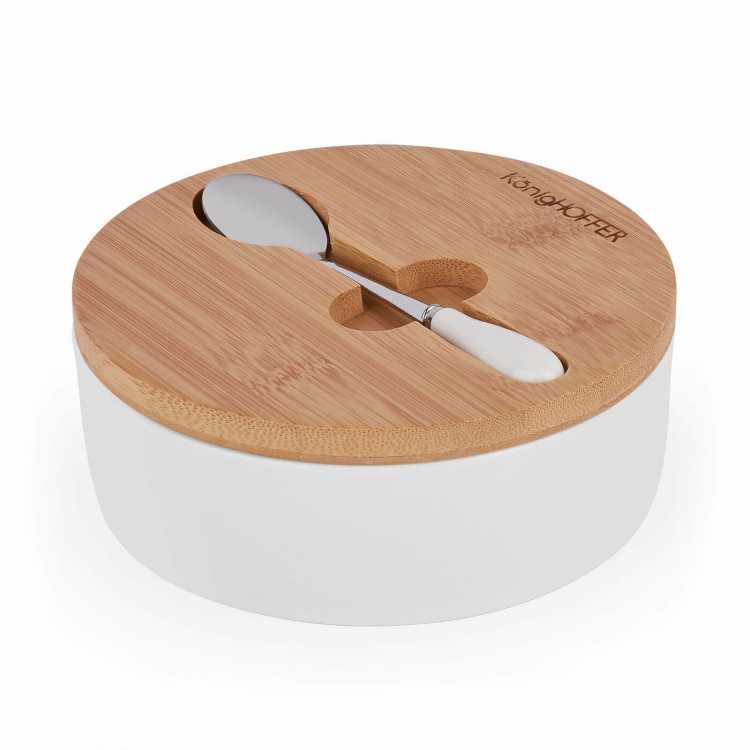 Obrázek pro Cukřenka porcelánová se lžičkou bílá