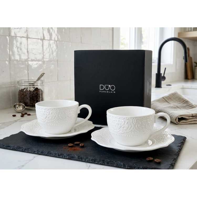 Obrázek pro Šálky na espresso s podšálky DUO ALICE 75 ml 2 ks - bílé